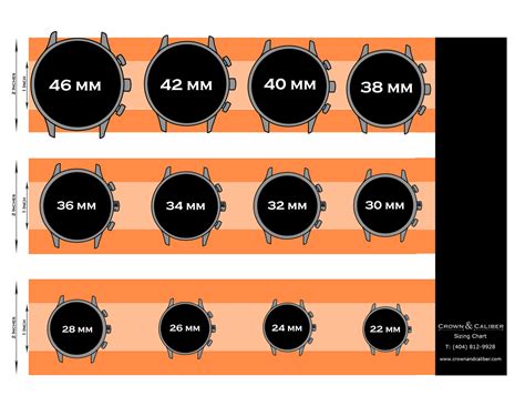 watch dial size chart.